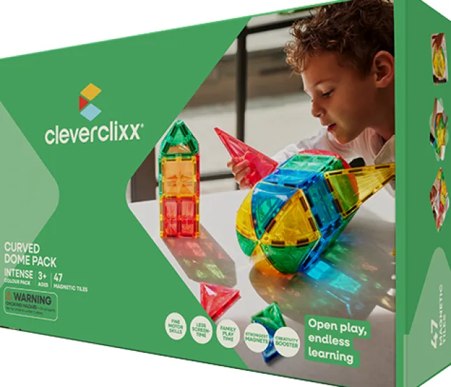 Cleverclixx® Magentbausteine Curved Dome Pack Intense 47 Teile
