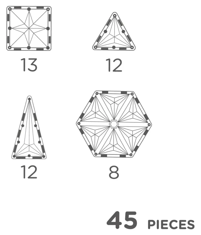 Cleverclixx® Magentbausteine Geometrie-Bausatz Pastell 45 Teile