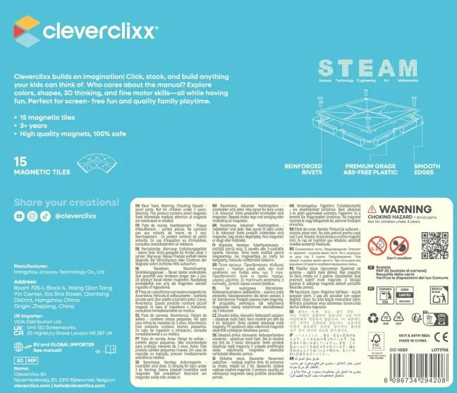 Cleverclixx® Magentbausteine Race Track Erweiterung Kurven Intense 15 Teile
