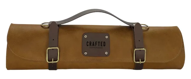 Crafted Messerrolle aus Leder mit 7 Taschen beige