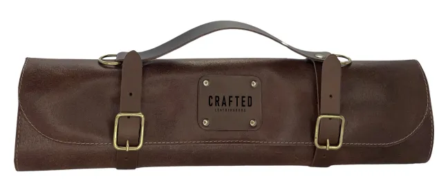 Crafted Messerrolle aus Leder mit 7 Taschen braun