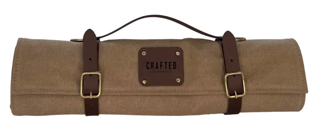 Crafted Messerrolle aus Washed Canvas mit 7 Taschen grün