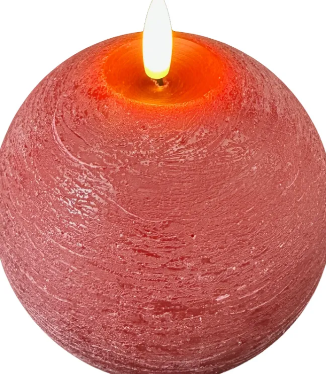DecoTrend Kugelkerze Echtwachs rot groß