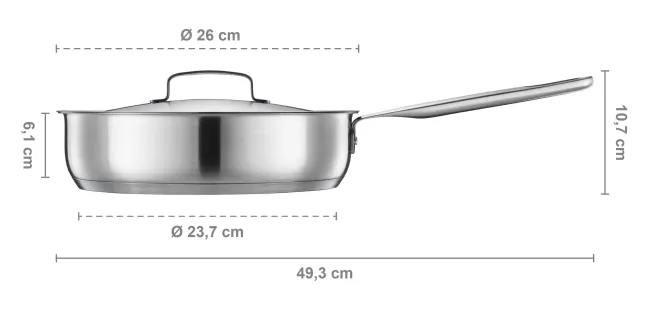 FISKARS All Steel Sautierpfanne 26 cm mit Deckel