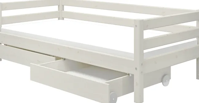 FLEXA Classic Bett 90x200cm mit 2 Schubladen weiß lasiert