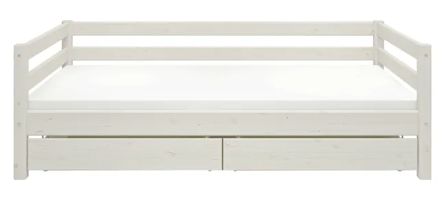 FLEXA Classic Bett 90x200cm mit 2 Schubladen weiß lasiert