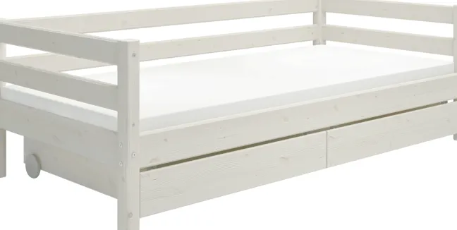 FLEXA Classic Bett 90x200cm mit 2 Schubladen weiß lasiert