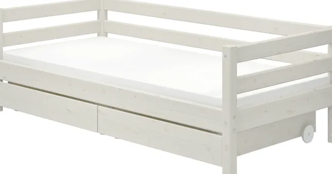 FLEXA Classic Bett 90x200cm mit 2 Schubladen weiß lasiert