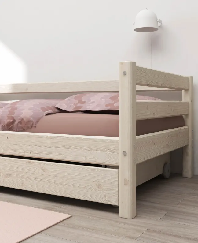 FLEXA Classic Bett 90x200cm mit 2 Schubladen weiß lasiert