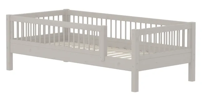 FLEXA Classic Einzelbett 90x200 cm mit 3/4 Streben Absturzsicherung grau lasiert