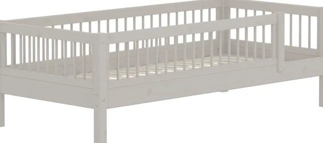 FLEXA Classic Einzelbett 90x200 cm mit 3/4 Streben Absturzsicherung grau lasiert