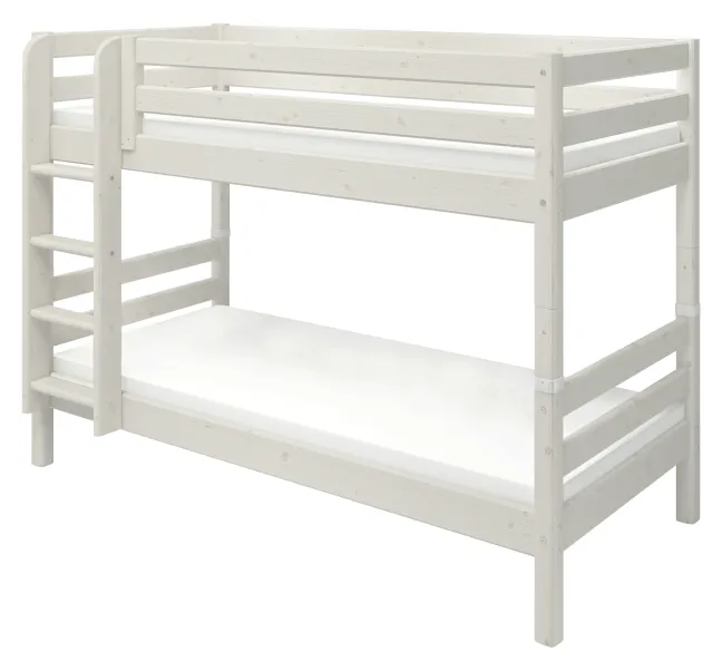 FLEXA Classic Etagenbett mit senkrechter Leiter weiß lasiert