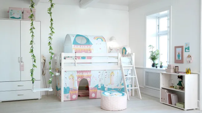 FLEXA Classic Halbhohes Bett mit Schrägleiter weiß lasiert Sale