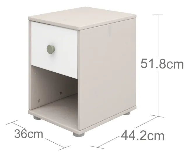 FLEXA Classic Kommode mit 1 Schublade grau/Lack weiß/grün