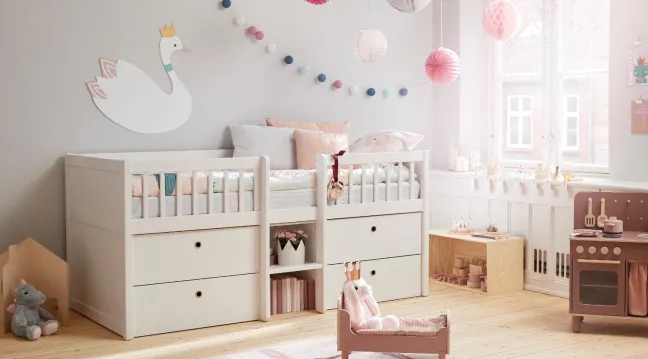 FLEXA Freja Bett 90x200cm weiß lackiert Sale