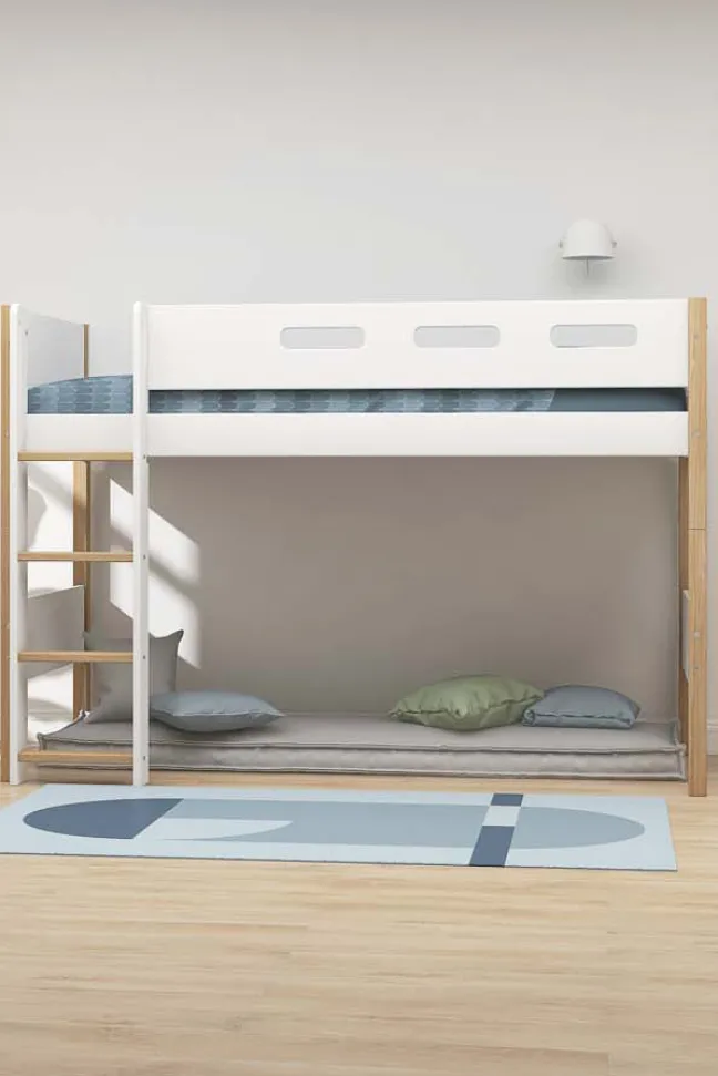 FLEXA Nor Mittelhohes Bett mit senkrechter Leiter weiß/eiche