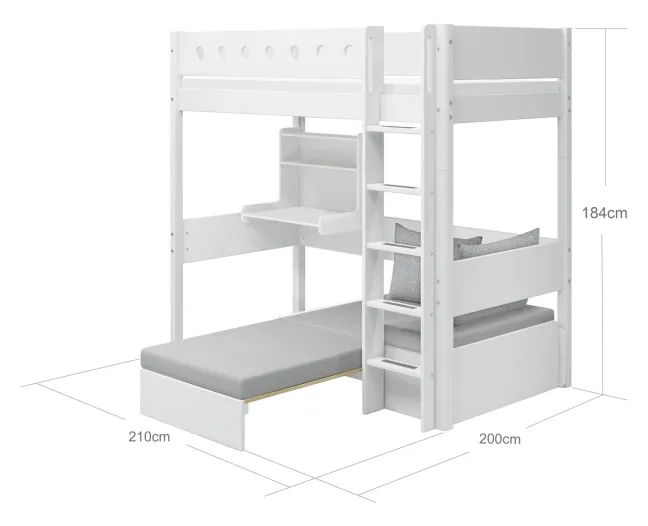 FLEXA White Casa Hochbett mit senkrechter Leiter weiß