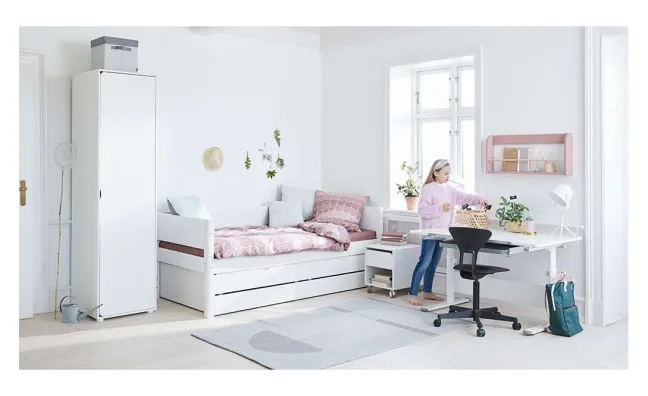 FLEXA White Einzelbett 90x200cm mit Gästebett hochklappbar weiß