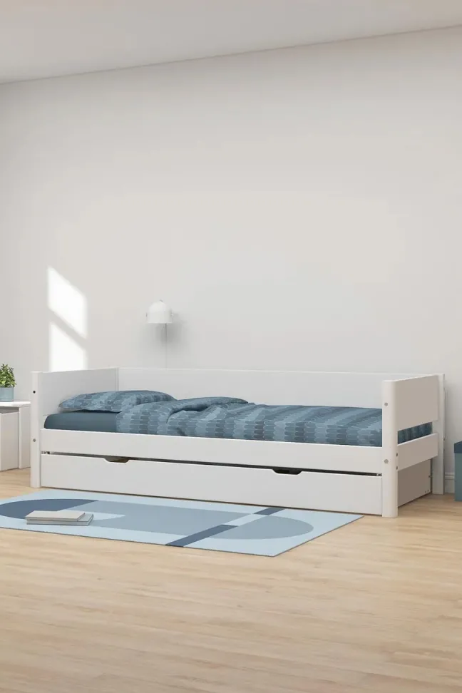 FLEXA White Einzelbett 90x200cm mit Gästebett hochklappbar weiß