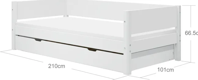 FLEXA White Einzelbett 90x200cm mit Gästebett hochklappbar weiß