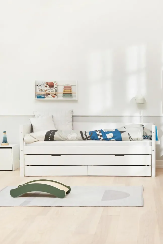FLEXA White Einzelbett 90x200cm mit Gästebett u. zwei Schubladen weiß