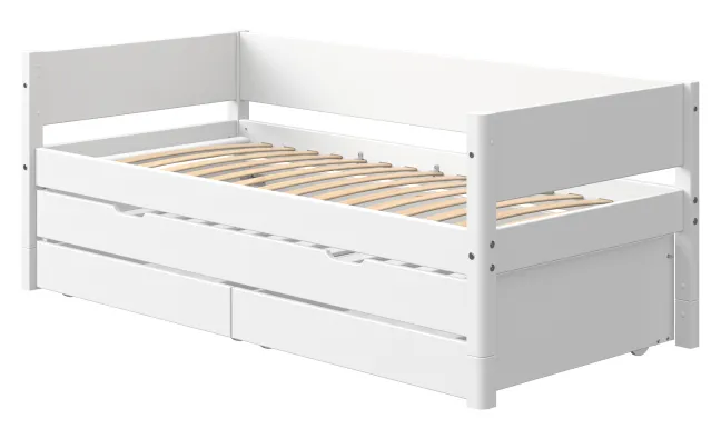 FLEXA White Einzelbett 90x200cm mit Gästebett u. zwei Schubladen weiß