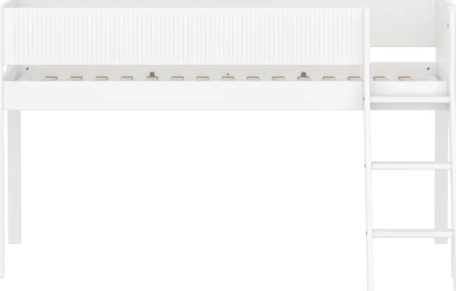 FLEXA White halbhohes Bett mit Schrägleiter und Rillen Absturzsicherung weiß
