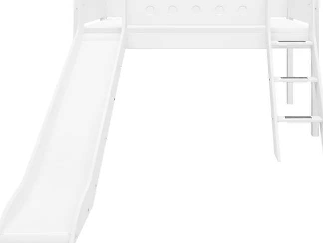FLEXA White halbhohes Bett mit Schrägleiter und Rutsche weiß