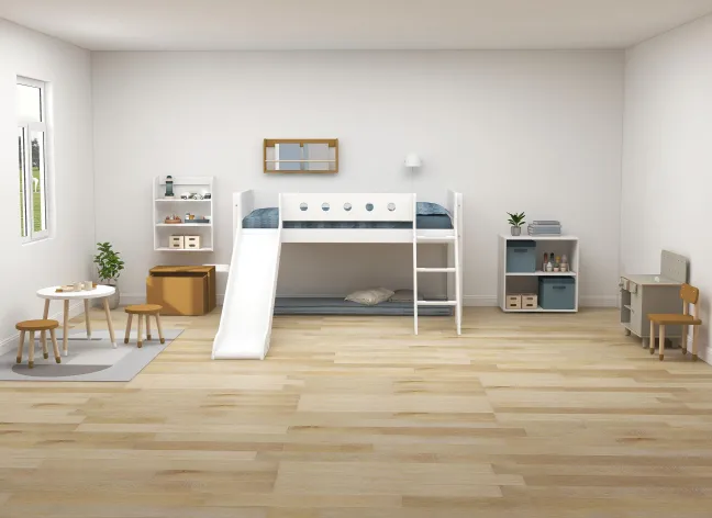 FLEXA White halbhohes Bett mit Schrägleiter und Rutsche weiß
