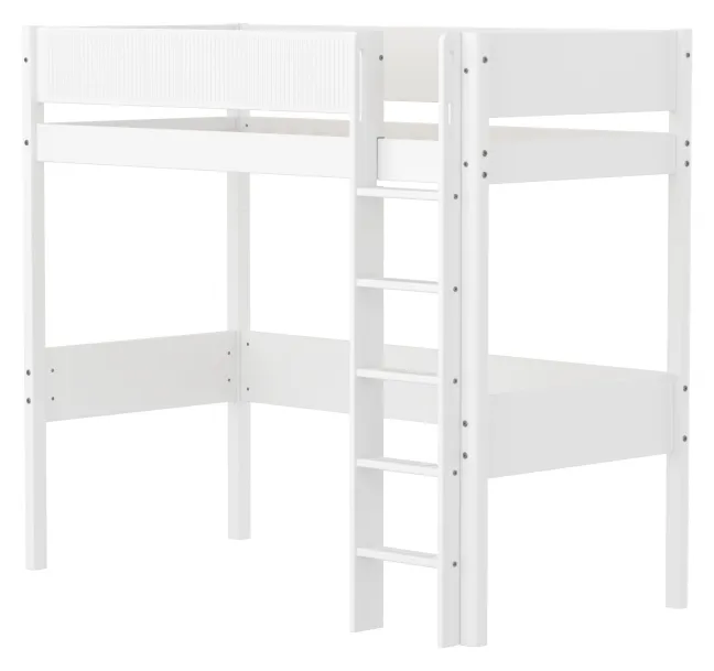 FLEXA White Hochbett 90x200cm mit Rillen Absturzsicherung weiß