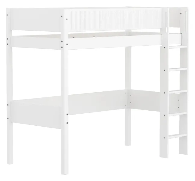 FLEXA White Hochbett 90x200cm mit Rillen Absturzsicherung weiß