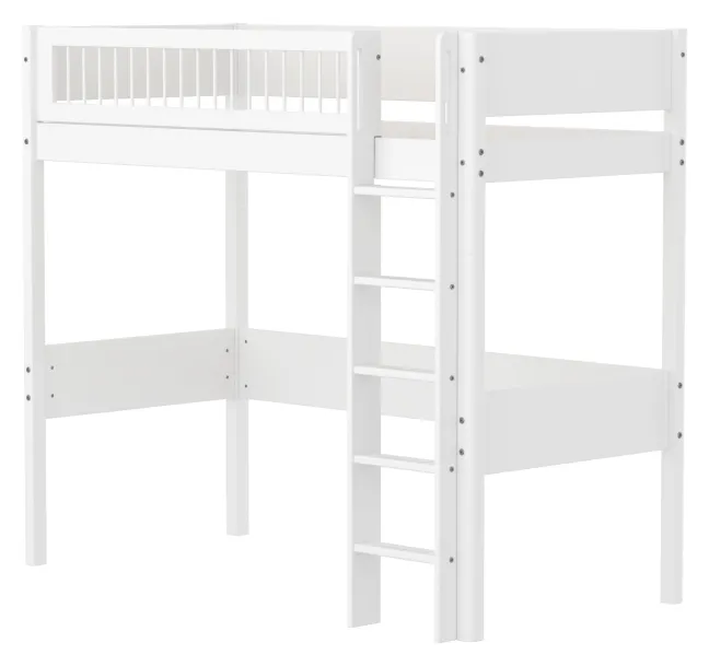 FLEXA White Hochbett 90x200cm mit Streben Absturzsicherung weiß