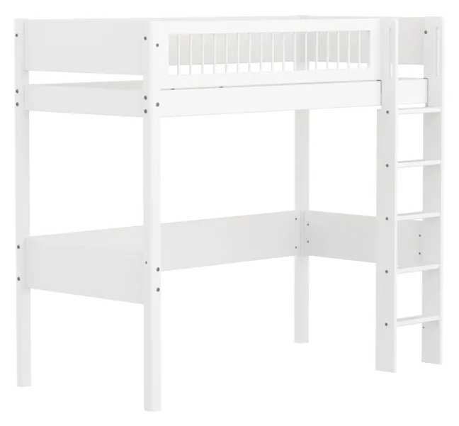 FLEXA White Hochbett 90x200cm mit Streben Absturzsicherung weiß