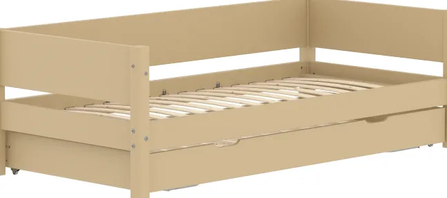 FLEXA White Sand Einzelbett 90x200cm mit Gästebett hochklappbar sand