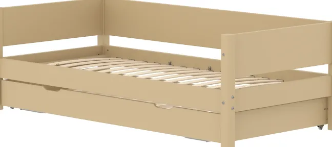 FLEXA White Sand Einzelbett 90x200cm mit Gästebett hochklappbar sand