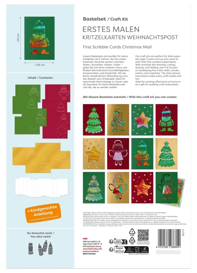 Haba Bastelset - Erstes Malen Kritzelkarten Weihnachtspost 2012711