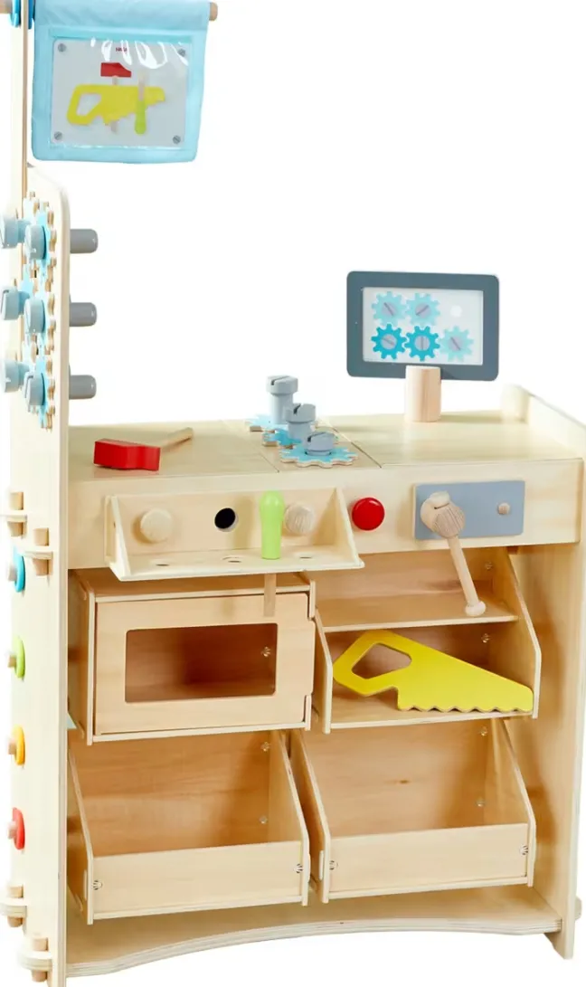 Haba Creative Play 3 in 1 Spielküche, Kaufladen & Werkstatt