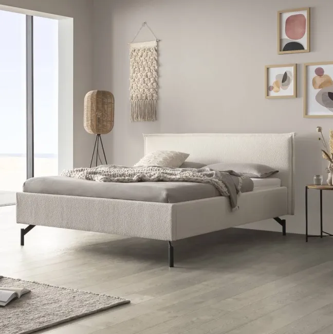 Hasena Marla Polsterbett 180x200cm Anthrazit/Boucle ivory