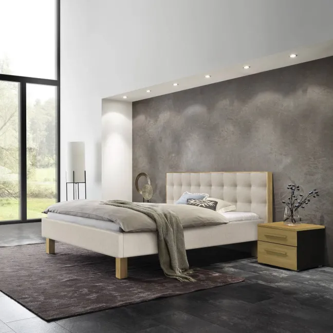 Hasena Noah Polsterbett 180x200cm Fußhöhe: 25cm Eiche hell geölt/Pepe beige