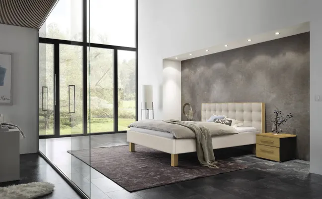 Hasena Noah Polsterbett 180x200cm Fußhöhe: 25cm Eiche hell geölt/Pepe beige