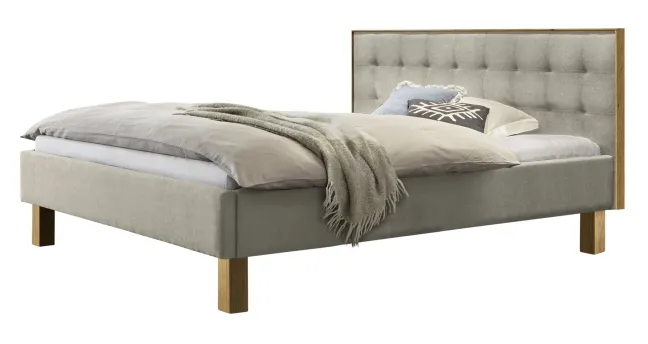 Hasena Noah Polsterbett 180x200cm Fußhöhe: 25cm Eiche hell geölt/Pepe beige