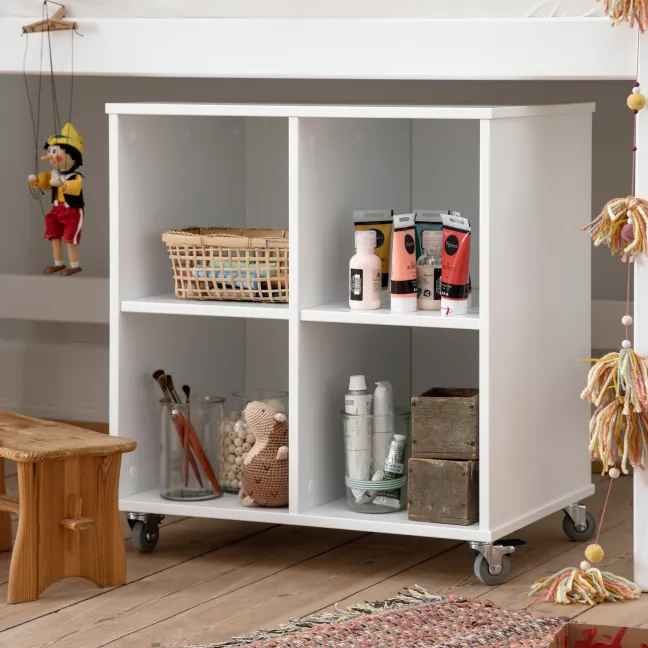 Hoppekids Bücherregal klein auf Rollen weiß