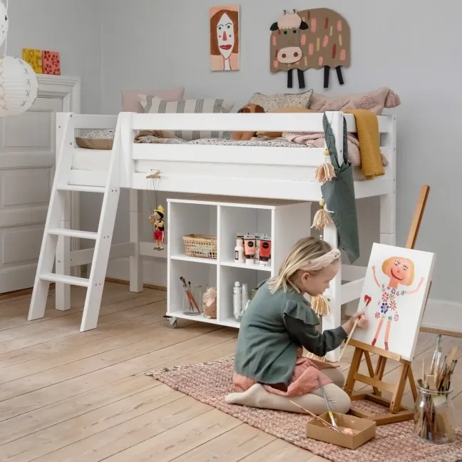 Hoppekids Bücherregal klein auf Rollen weiß
