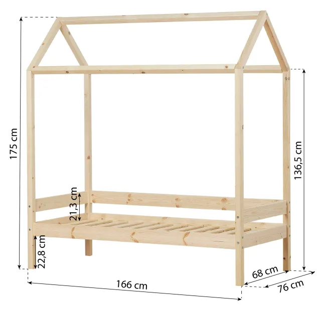 Hoppekids ECO Comfort Hausbett 70x160cm natur