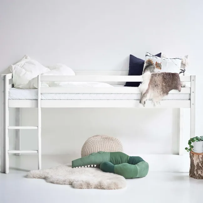 Hoppekids ECO Dream Halbhochbett 90x200cm mit gerader Leiter nicht teilbar weiß