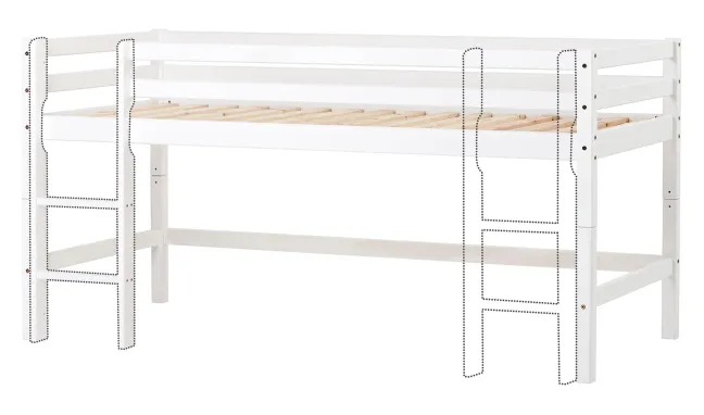Hoppekids ECO Dream Halbhochbett 90x200cm mit gerader Leiter teilbar weiß