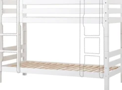 Hoppekids ECO Luxury Etagenbett 90x200cm mit Rollrost und gerader Leiter weiß