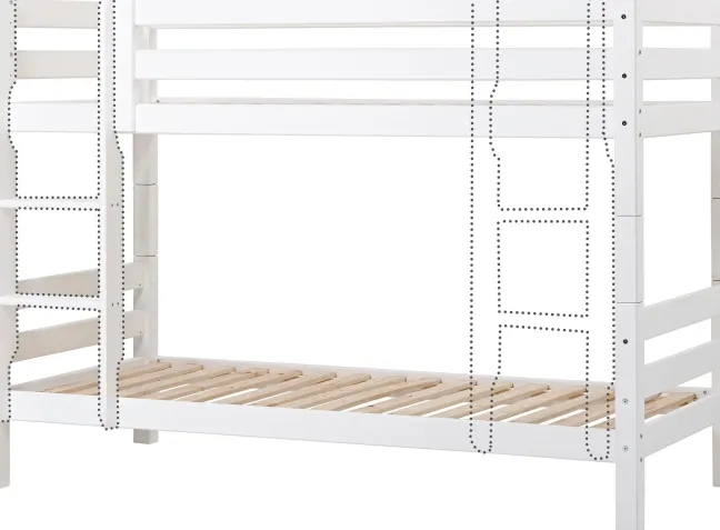 Hoppekids ECO Luxury Etagenbett 90x200cm mit Rollrost und gerader Leiter weiß