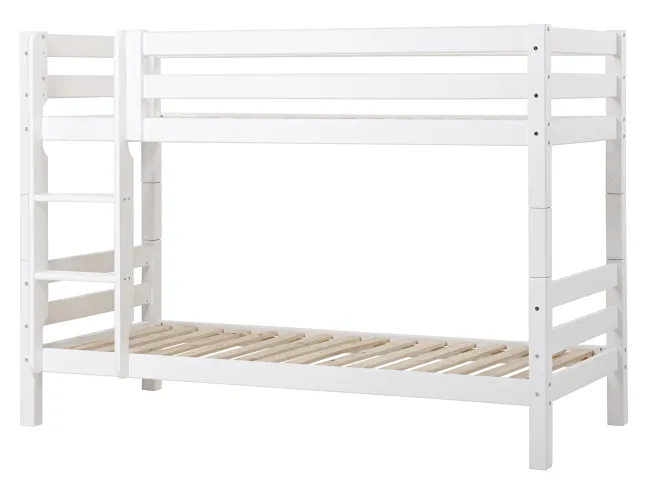 Hoppekids ECO Luxury Etagenbett 90x200cm mit Rollrost und gerader Leiter weiß