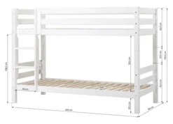 Hoppekids ECO Luxury Etagenbett 90x200cm mit Rollrost und gerader Leiter weiß